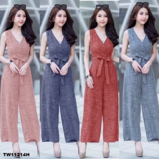 TW11214 Jumpsuit จั๊มสูทแขนกุดขอวีไขว้