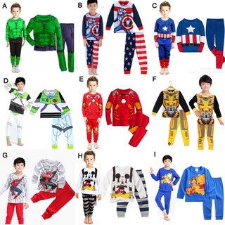 Homewear ชุดนอนเด็กแขนยาวลายการ์ตูน Hulk Ironman 1-7ปี
