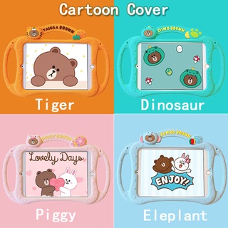 เปลือกสายรุ้ง For iPad 10.2 2021 Gen8 Gen7 Gen6 Gen9 ipad9 Pro 11 2020 10.5 9.7 2018 2017 Air 5 4 1 2 3 iPad5 iPad6 Mini6 Mini 2 3 4 Mini5 เปลือก Rainbow Cartoon Piggy Eleplant Dinosaur Tiger Bear Soft TPU Case เคสซิลิโคน มีเชือกคล้อง