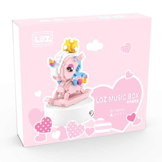 LOZ MUSIC BOX 9853 UNICORN BLOCK PINK CUTE MUSICAL BOX จำนวนตัวต่อ 720 ชิ้น