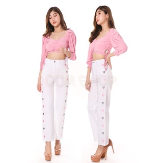 📌New collection📌 (ป้าย wow!)กางเกงยีนส์แฟชั่น งานปักลายหัวใจ💕