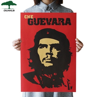 Dlkklb Che Guevara Retro โปสเตอร์สติ๊กเกอร์สไตล์วินเทจสําหรับติดตกแต่งผนังบ้าน 51.5x36ซม.