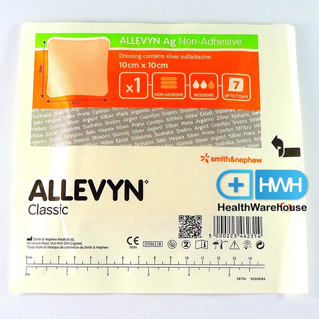 Allevyn AG non-Adhesive 10 x 10 cm แผ่นโฟม ป้องกันการติดเชื้อ จำนวน 1 ชิ้น