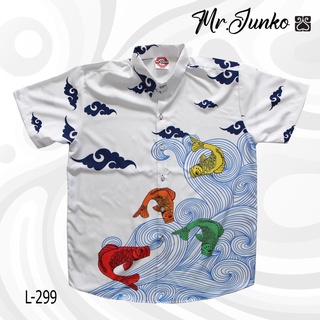 ⚡ ส่งฟรี⚡เสื้อเชิ้ต งานต่อลาย Mr-Junko ผ้าซาติน นิ่มใส่สบายไม่ร้อน L-299