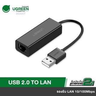 UGREEN USB 2.0 To 10/100Mbps Network Adapter รุ่น 30305T ใช้ได้กับ โน้ตบุ๊ค, Macbook, Wii/Wii U, Support Windows XP