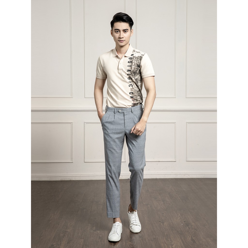 เสื้อยืดคอปกแขนสั้นผู้ชาย ARISTINO เสื้อยืดคอปก สีขาว สีเบจ ทรงเข้ารูป Aps064s1 ป้าย