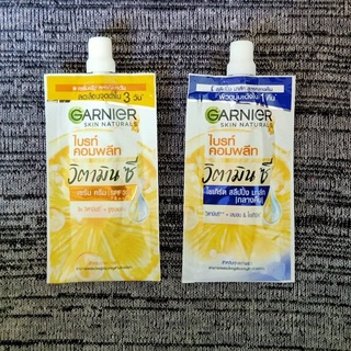 Garnier Bright Complete Day + Night Cream การ์นิเย่ ไบรท์ คอมพลีท เซรั่ม เดย์ ครีม &amp; สลีปปิ้ง มาส์ก ไนท์ ครีม 7ml