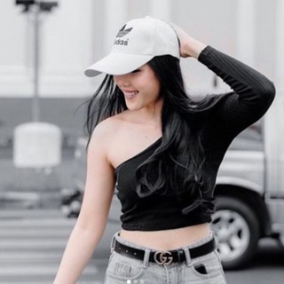 เสื้อcrop ไหล่เดี่ยว ผ้าร่อง (❌ไม่รับชำระเงินปลายทาง)