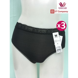 กางเกงใน Wacoal Panty ขอบลูกไม้ ทรงเต็มตัว สีดำ (3 ตัว) รุ่น WU4M02 กางเกงในผู้หญิง ผู้หญิง วาโก้ เต็มตัว ชุดชั้นใน