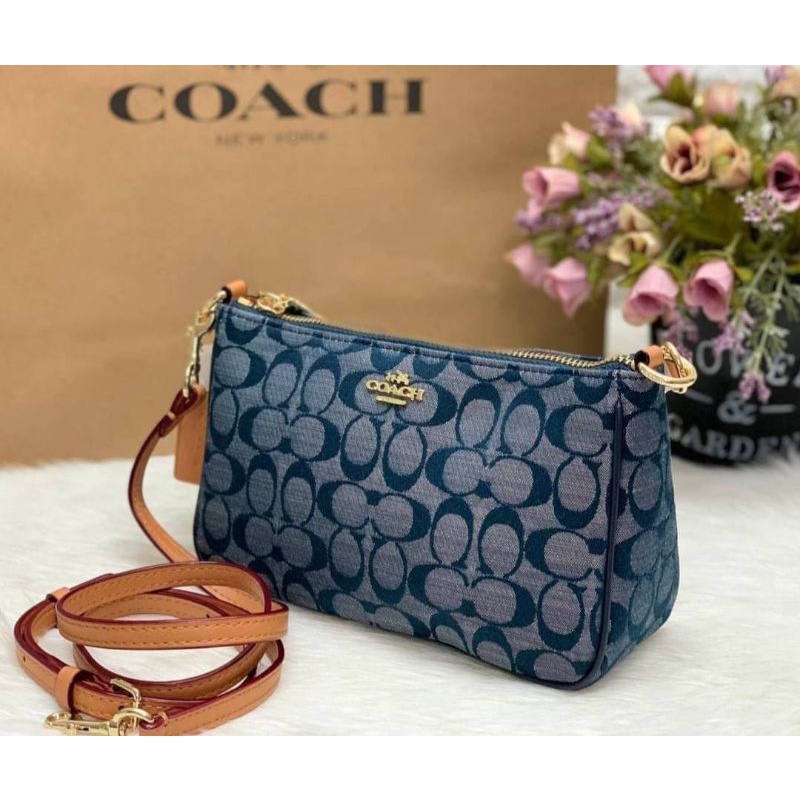 Coach Messico Top Handle Pouch In Signature Coated Canvas