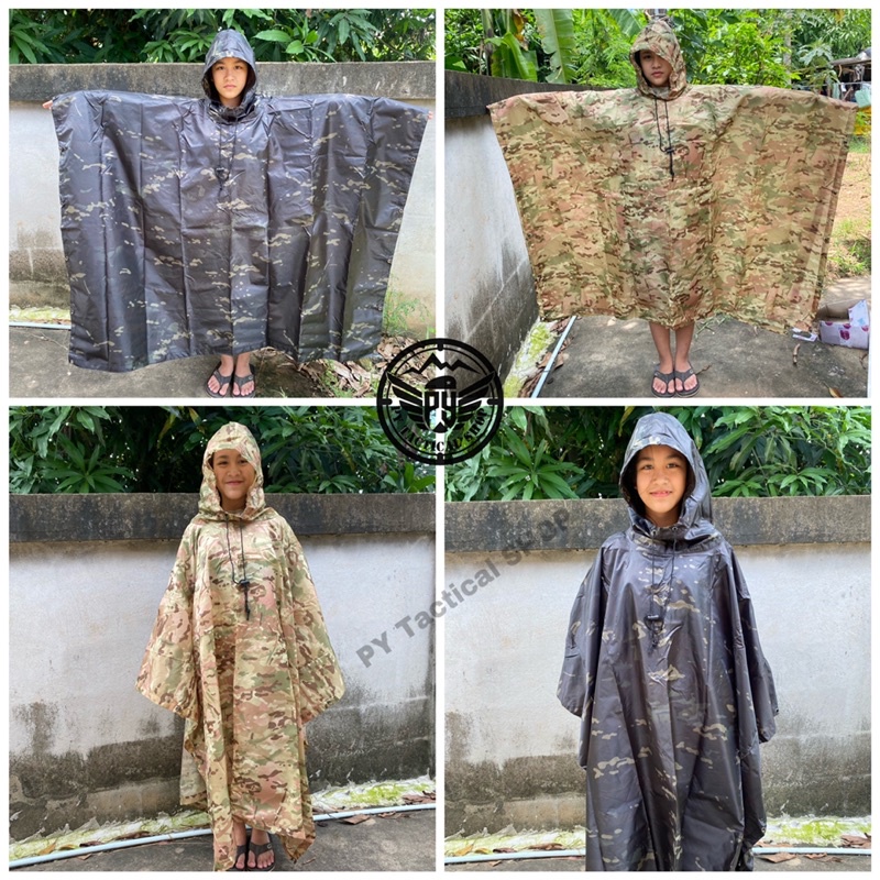 เสื้อกันฝนปันโจ สามารถทำเป็นฟลายชีท คลุมสิ่งของ ทำเป็นหลังคากันแดดกันฝนได้