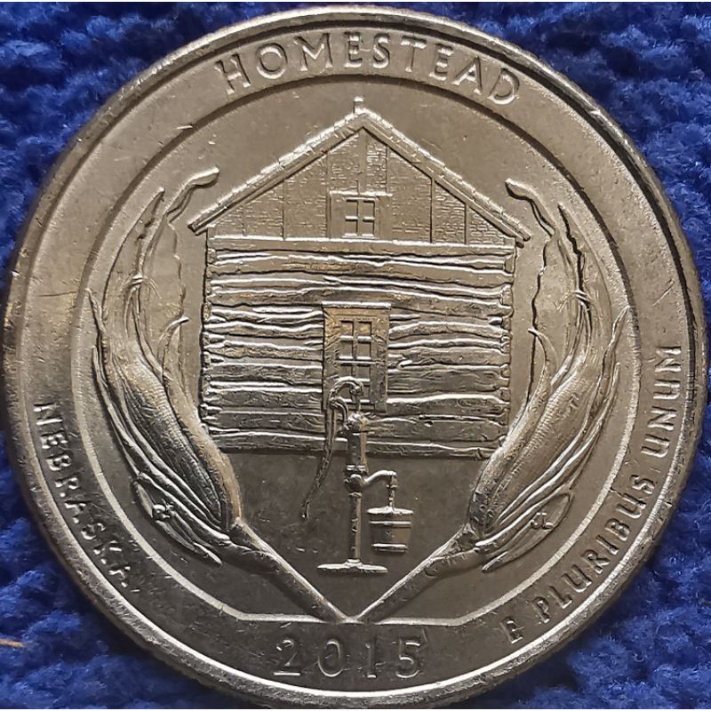 เหรียญ​หมุนเวียน​ USA, 0.25​USD, National​ Park​ Quarter, Homestead, #3709E, ใช้แล้ว​