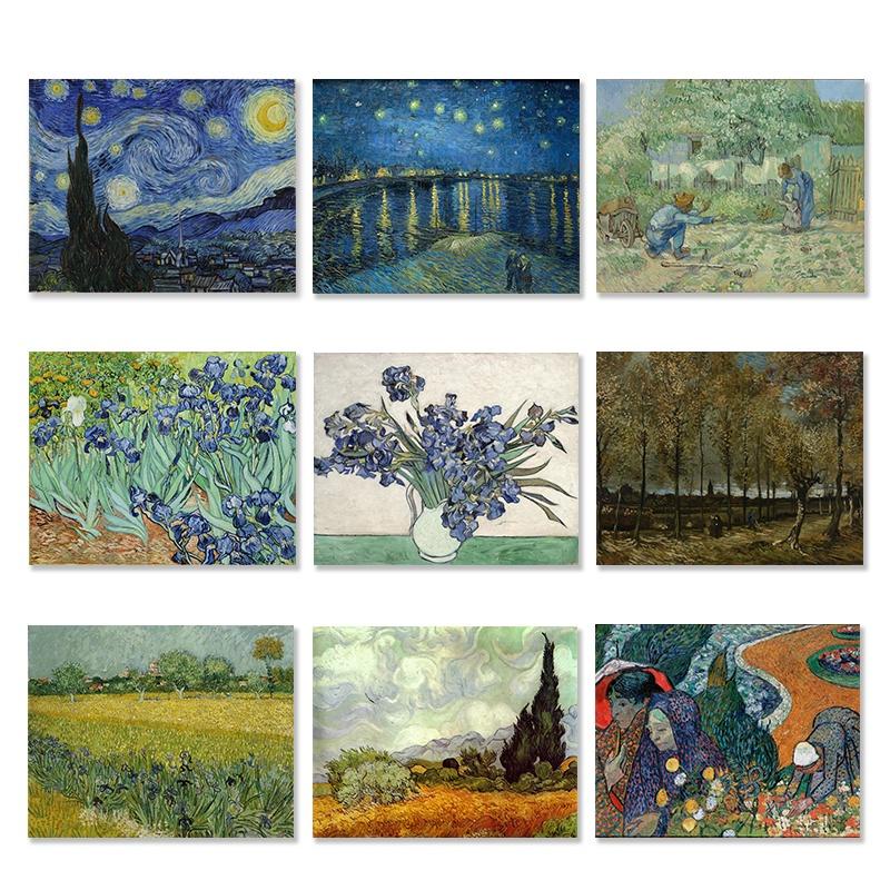 โปสเตอร์ศิลปะผนังพิมพ์ผ้าใบ Starry Night ของ Van Gogh สําหรับตกแต่งห้อง