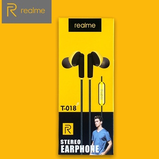 หูฟังเรียวมี Realme T-018 HD Sound Extra Bass ของแท้ เสียงดี ช่องเสียบแบบ 3.5 mm Jack ใหม่ล่าสุด รับประกัน1ปี