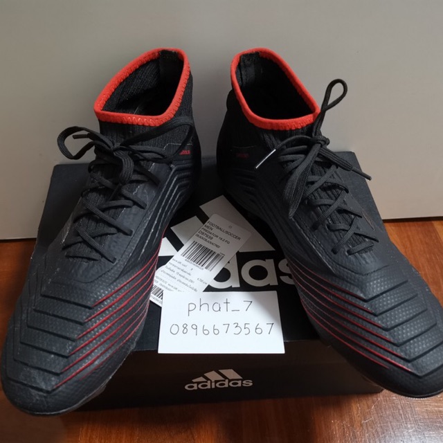 รองเท้าฟุตบอล Adidas Predator 19.2 FG สีดำ-แดง เบอร์ 8.5US,8UK,26.5cm