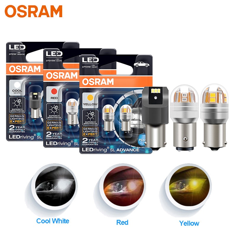 OSRAM LED P21W PY21W P21/5W สัญญาณ LEDriving SL Advance S25 1156 1157 LED รถหมอกหลอดไฟตําแหน่งเบรคหย