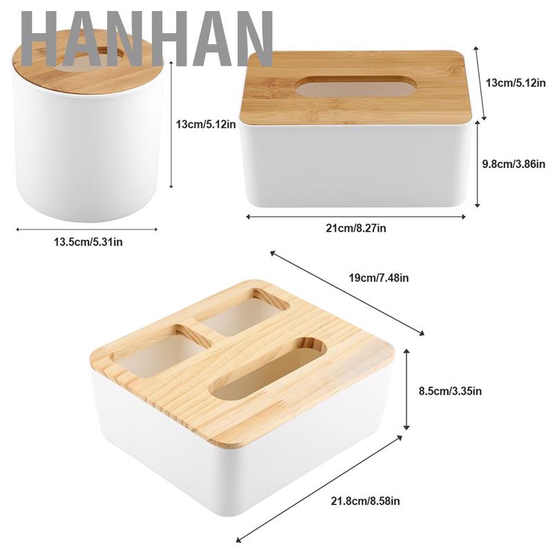 Removable Bamboo / Wood Cover Plastic Tissue Box Holder Storage ...