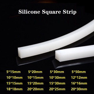 1เมตร ความกว้าง  5 6 8 10 12 15 16 18 20 มม. Silicone square strip ซิลิโคนสแควร์  Solid Sealing Strip แถบซิลิโคนทนอุณหภูมิสูง Non-Slip กันน้ำ