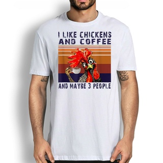 [S-5XL]เสื้อยืด พิมพ์ลาย I Like Coffee And Chickens And Maybe 3 คนตลก