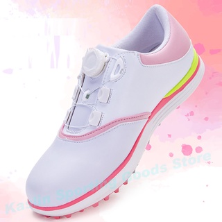 TTYGJ new golf shoes, womens shoes, waterproof shoes, rotating laces, fixed studs, sports shoes, non-slip white shoes J