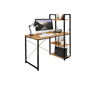 HomeHuk โต๊ะทำงาน พร้อมชั้นวาง 4 ชั้น ใหญ่พิเศษ 100x50x120 cm Wooden Office Table with Shelf