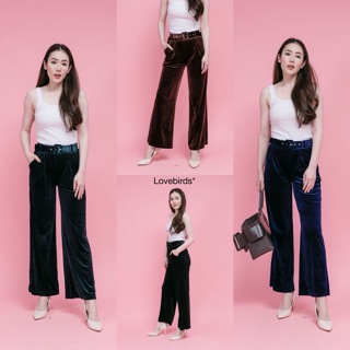 Velvet pants with belt