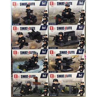 ชุดตัวต่อ no 0250 ชุดตำรวจ SWAT-ELITE 8 แบบ สามารถต่อรวมเป็นรถคันใหญ่ได้