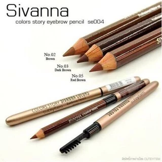 ดินสอเขียนคิ้ว ES-004 Sivanna Colors Colors Story พร้อมแปรงปัดคิ้ว สอปลอกเหล็ก