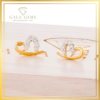 Gala Gems ต่างหูหัวใจเพชรแท้ ตัวเรือนทอง 10K Gold ประดับเพชรเบลเยี่ยมแท้ มีใบรับประกัน Heart Diamond Earring รหัส E0021