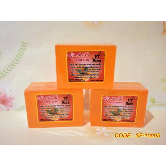 สบู่วิตามินซี+คอลลาเจน (Vitamin C+Collagen Soap) PT Aura Shopee Thailand