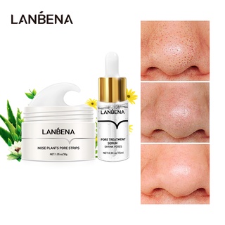 Lanbena มาสก์จมูก กําจัดสิวเสี้ยน + เซรั่มรักษารูขุมขน 30 กรัม + 15 มล.