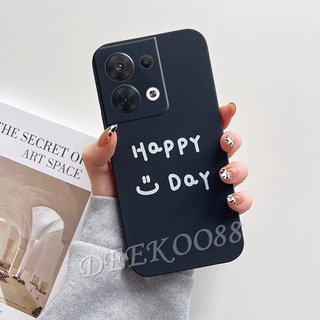 เคสโทรศัพท์มือถือแบบนิ่ม OPPO Reno8 Reno7 Reno6 Z Find X5 Pro 5G 4G Happy Day Smiling Face Phone Case Matte TPU Soft Handphone Casing Solid Color Couple Loves Back Cover Reno 8 8Pro 8Z 7 7Z 7Pro 6 6Z