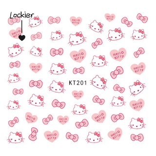 【Lockier】สติกเกอร์ ลายการ์ตูนแมวคิตตี้ ผลไม้ 3D สําหรับติดตกแต่งเล็บเด็ก