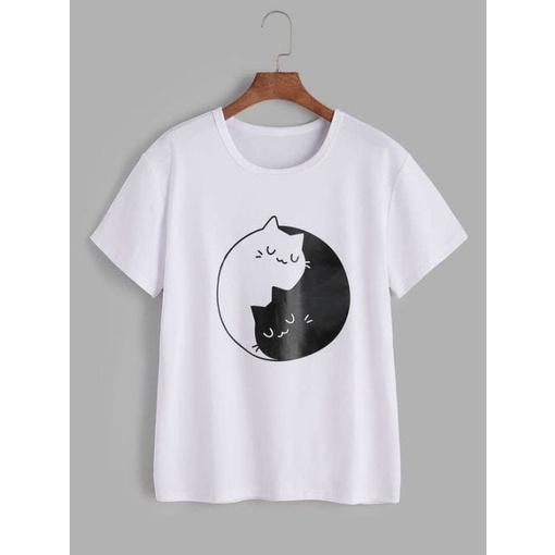 MYSTIQUE.ID - เสื้อยืด YIN AND YANG CAT - น่ารักและแปลกใหม่