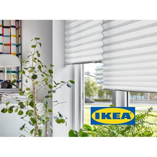 IKEA ผ้าม่าน มูลี่แบบจีบแบบทึบกันแสงแดด สีขาว สีเทาเข้ม ราวกว้าง 100 cm