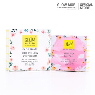 Glow Mori Soap Set :Angel Milk Face Soap สบู่นมนางฟ้า + Angel Whitening Whipping Soap สบู่หยดน้ำตานางฟ้า