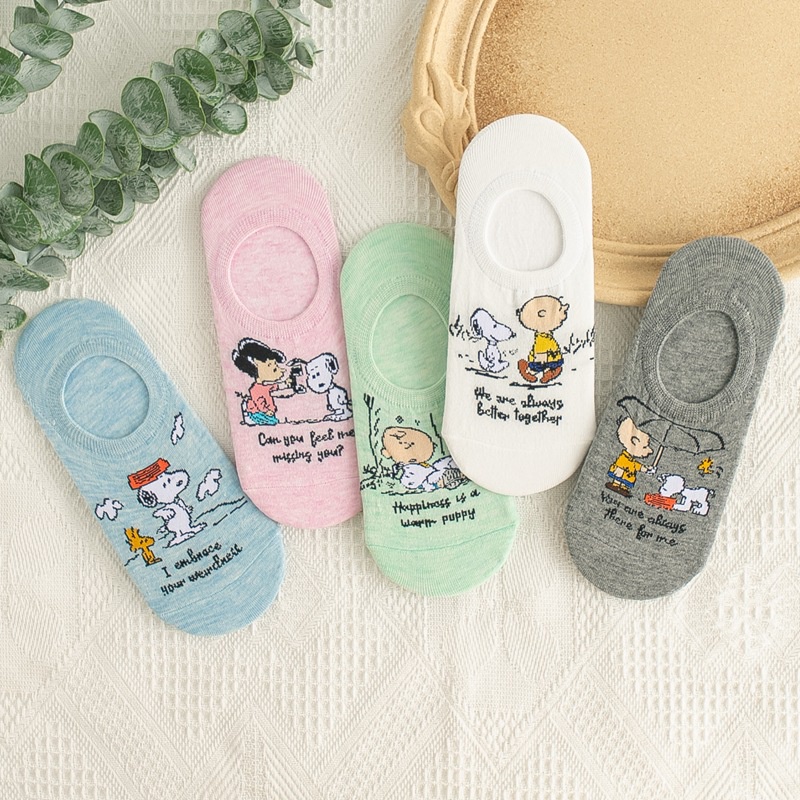 ถุงเท้า ผ้าฝ้าย ลายการ์ตูน Snoopy สําหรับผู้หญิง