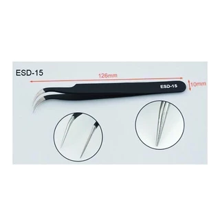 แหนบ สแตนเลสสตีล (ป้องกันไฟฟ้าสถิต) Tweezer ESD-12 ปลายหัวแหลม ตรง / ESD-15 ปลายหัวแหลม โค้ง รายละเอียด