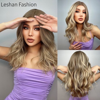 [Super High Quality] Fashion Wig Female Brown Gradient Color Long Curly Hair Medium Wavy Curly Hair Ins Synthetic Wig Female Rose Inner Net