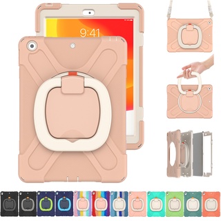 For iPad 9th 8th 7th  10.2 2021 2020 2019 Air4 10.9 2020 Pro11 2018 2020 2021 Pro12.9 2018 2020 2021 Hybrid TriGenple Protection Child Shockproof And Anti-Drop Tablet Case Cover Built-In Rotatable Stand Complimentary Shoulder Strap