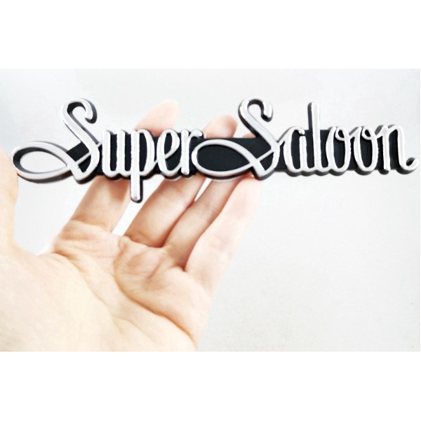 โลโก้ตัวอักษร โตโยต้า ชุปเปอร์ ชาลูน พื้นดำ ติดด้านหลัง Toyota Crown * Super Saloon *letter logo 3D 