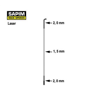 SAPIM : ซี่ลวดรุ่น Laser หัวงอ J - Bend สีดำ (ราคาเฉพาะซี่ลวดไม่รวมหัวลวด)