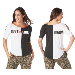Love Over Likes Cold Shoulder Top (เสื้อยืดออกกำลังกายซุมบ้า)