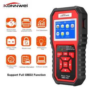 Konnwei OBD2 EOBD เครื่องสแกนเนอร์วินิจฉัยรถยนต์ แบบมืออาชีพ KW850 OBD