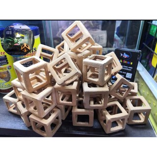 บ้านกุ้ง​ ดินเผา​ ทรงcube 3×3×3ซม. ดินเผาทรงสี่เหลี่ยม​ลูกบาศก์​