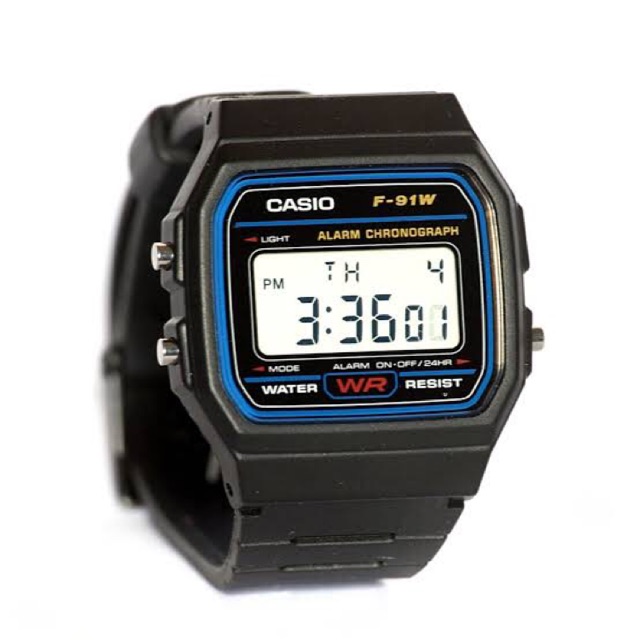 Casio F91 คาสิโอ้เกรดเอ สายยาง ระบบดิจิตอล มีไฟดูเวลากลางคืน