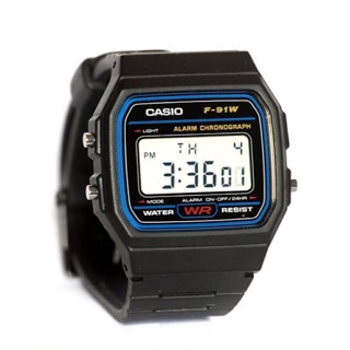 Casio F91 คาสิโอ้เกรดเอ สายยาง ระบบดิจิตอล มีไฟดูเวลากลางคืน