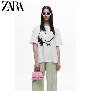 Zara ใหม่ ถั่วลิสง สําหรับผู้หญิง™ เสื้อยืด พิมพ์ลายสนูปปี้