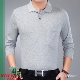 KOLB  เสื้อโปโลแขนยาวผ้าฝ้ายสำหรับผู้ชาย