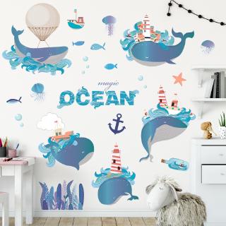 (zooyoo) ocean whale dream dolphin สติ๊กเกอร์สําหรับติดตกแต่งผนังบ้าน